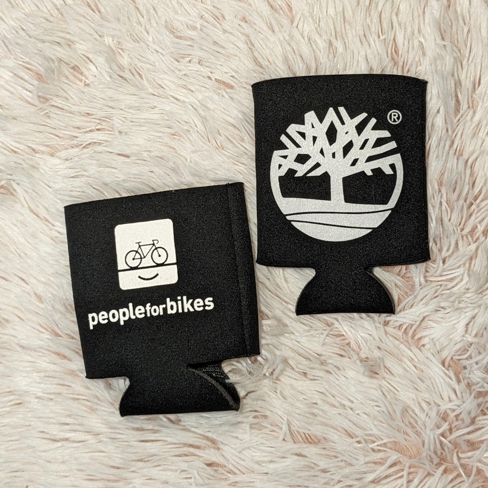 2 Count Can Koozies Timberland & People for Bikes NWOT